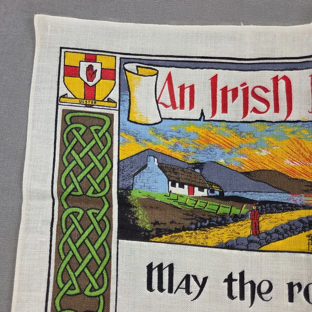 Vintage Nelson Irish Blessing Pure Linen Tea Towel Made Ireland 30.5